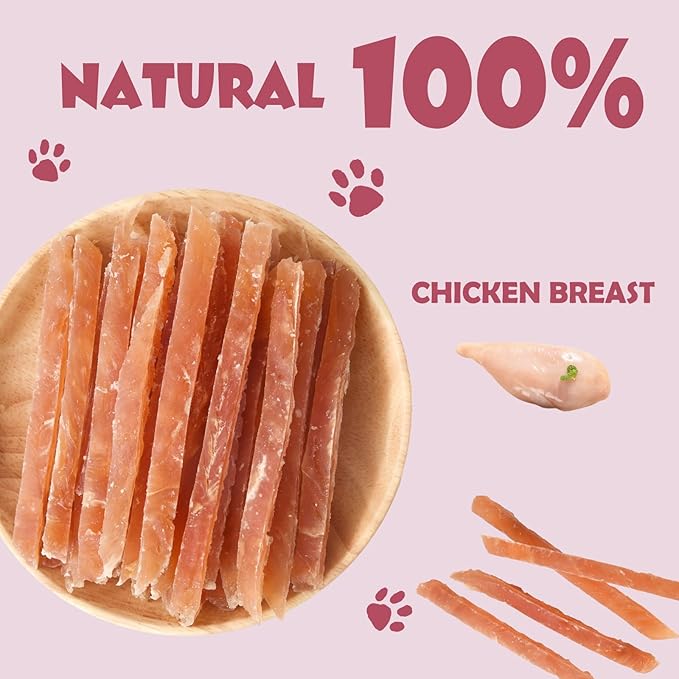 ASMPET Chicken Jerky Strips Dog Treats, Real Chicken Pet Snacks, High Protein, Soft Chewy Training Treats for All Breeds, Healthy Treats in Resealable Bag, 10.6 oz (300g)