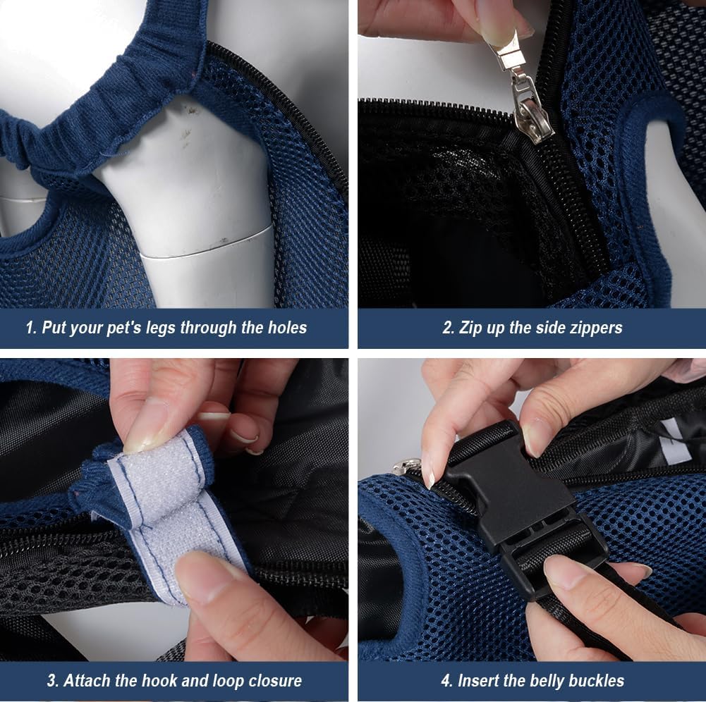 FEimaX Dog Carrier Backpack Pet Legs Out Front Cat Travel Bag, Adjustable Puppy Backpacks Carriers Hands-Free for Small Medium Dogs Cats Hiking Traveling Camping Daily Walking (X-Large, Navy)