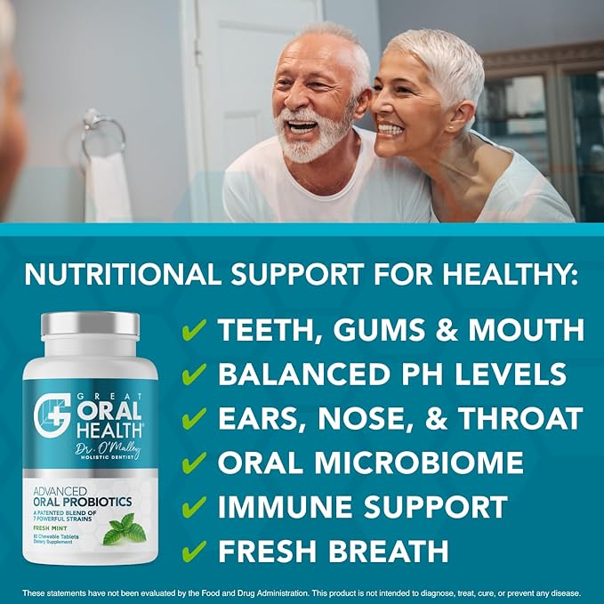 Oral Probiotics for Mouth Bad Breath Treatment for Adults: Dentist Formulated BLIS K12 M18 Advanced Oral Probiotics for Teeth and Gums, 60 Chewable Oral Health Probiotics Supplement Tablets (Mint 3pk)