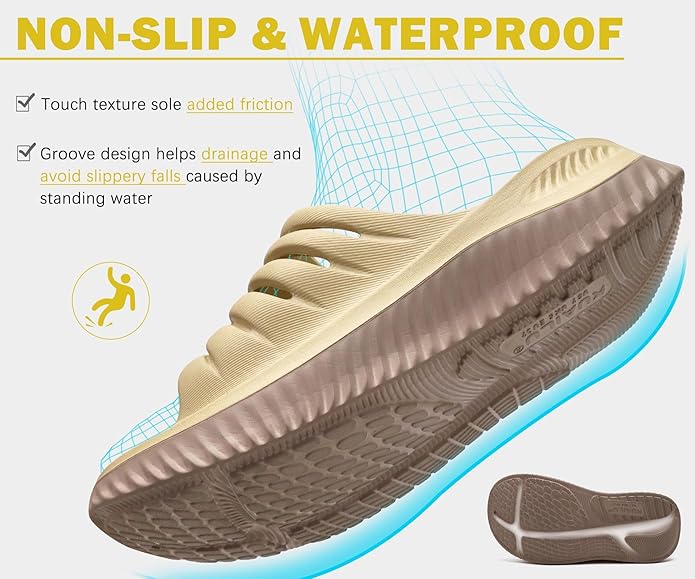 KuaiLu Womens Recovery Sandals With Comfortable Plantar Fasciitis Support,Ladies Orthotic Open Toe Sport Slides Thick Cushion Reduces Stress on Feet,Joints & Back Post-Exercise