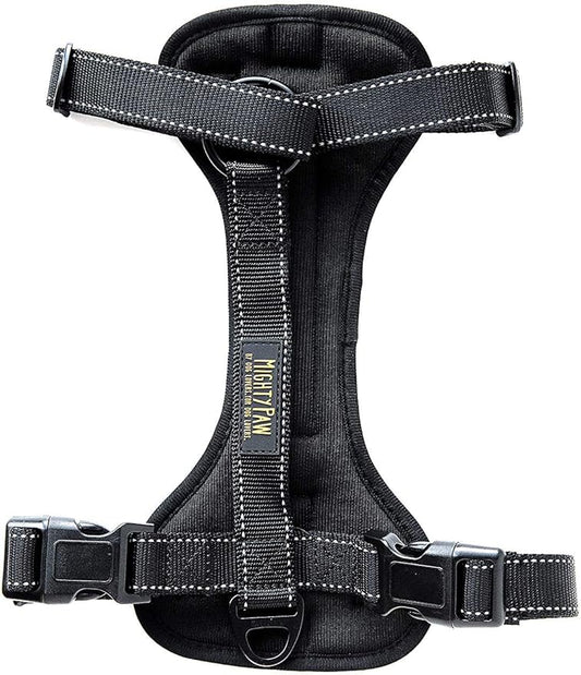 Mighty Paw Dog Car Harness - Vehicle Safety Gear - 2 Leash Attachment - Adjustable Straps - Reflective Stitching - Soft Padding - Standard Harness Functionality - No Pull Front Leash Attachment - S