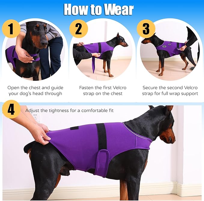 Dog Anxiety Vest - Skin-Friendly Calming Shirt for Thunder, Fireworks, Vet Visits & Separation Anxiety – No Medicine or Training Needed – Suitable for Small, Medium, and Large Dogs