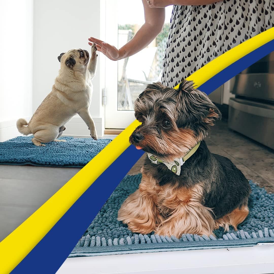 Muddy Mat® Shown on TV – Super Absorbent Door Mat Indoor, Microfiber Quick Dry Chenille Entryway Rug, Non-Slip Front Door Mat, Indoor Mats for Entryway, Machine Washable Pet Rug, Atlantic Blue 36"x72"