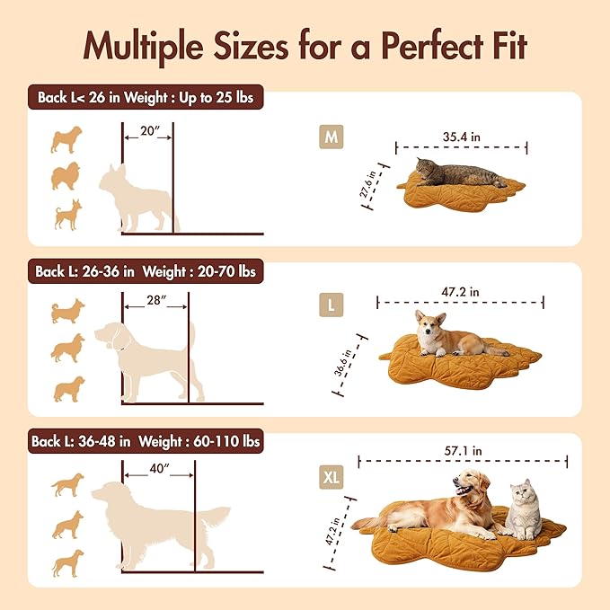 Extra Large Dog Heating Pad Waterproof Electric Heated Cat Beds for Indoor Outdoor, Adjustable Temperature,Washable Yellow Leaf Shaped Cat Heating Pad Non Slip Bottom(57"X47")