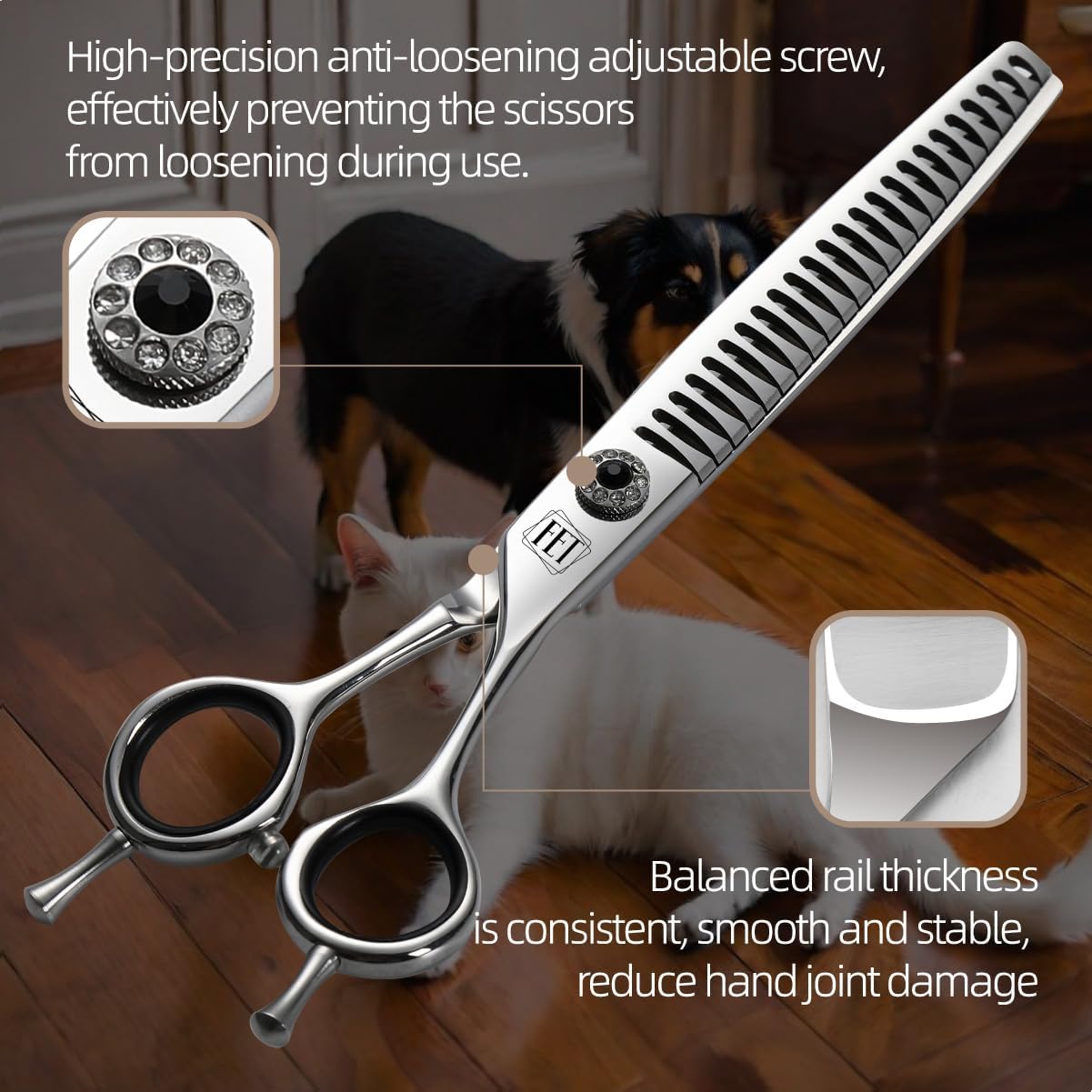 Dog Grooming Scissors: 7.5 inch Pet Chunker Shears Made Of Japanese 440C Advanced Stainless Steel Professional Grooming Scissors for Dogs Cats and Other Pets