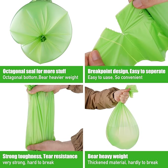 Compost Bags, 8 Gallons, 30Liter, Extra Thick 0.87 Mils, Biodegradable Food scrap waste bags with US BPI ASTM D6400 and Europe OK Compost Home Certified