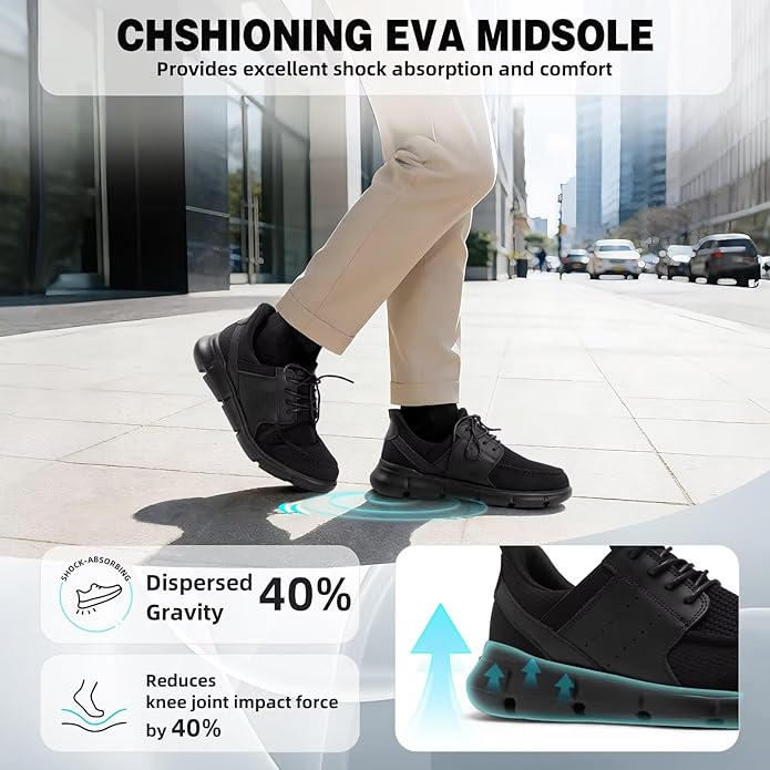 Men's Orthopedic Slip On Loafers, Casual Dress Shoes for Business Work - Arch Support for Plantar Fasciitis, Comfortable Walking Shoes for Flat Feet, Foot & Heel Pain Relief, Ideal for Standing All Day