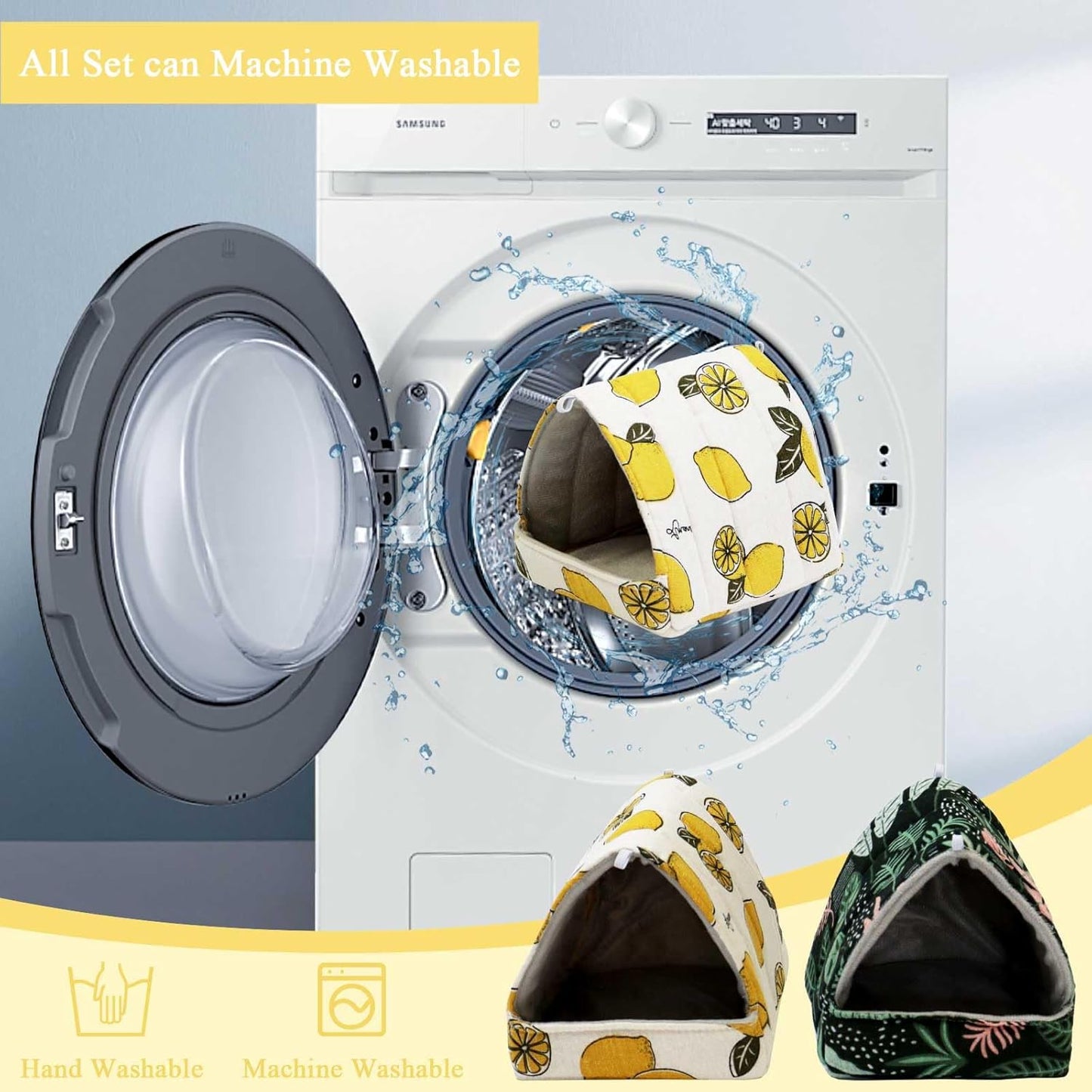 JSPYFITS 2 Pack Guinea Pig Hideout,Small Animal House Guinea Pig Bed Washable Cage Accessories for Small Pet Bunny/Rabbit/Hamster/Chinchilla Guinea Lemon/Forest