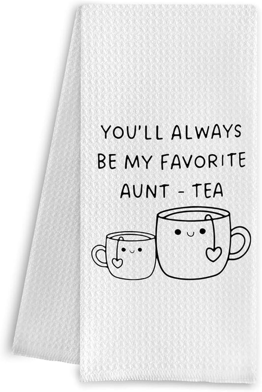 Funny Aunt Auntie Kitchen Towels,Auntie Hand Towels,Aunt Waffle Weave Kitchen Dish Towels for Kitchen Bathroom,Favorite Aunt Tea Hand Towels,Aunts Gift from Niece Nephew,16x24 Inch