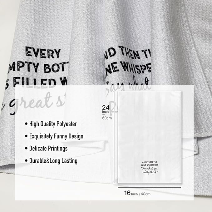 Funny Joke Kitchen Towels,Say What You Really Think Bar Towel,16x24 Inch Tea Rags for Barroom DéCor,Hilarious Absorbent Microfiber Dishcloth,Gift for Hostess Mom New Home Women Housewarming