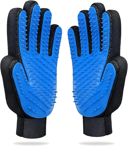 Pet Hair Remover Glove - Gentle Deshedding Brush Glove for Dogs & Cats - Enhanced Grooming & Massage Mitt for Long and Short Fur - Perfect for Shedding and Bathing (Blue, 1 Piece)
