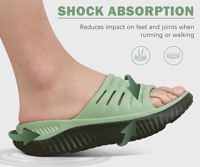 KuaiLu Womens Recovery Sandals With Comfortable Plantar Fasciitis Support,Ladies Orthotic Open Toe Sport Slides Thick Cushion Reduces Stress on Feet,Joints & Back Post-Exercise