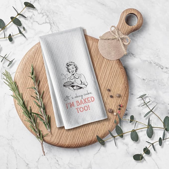 Funny Baked Kitchen Towels,Sweet Gifts Dish DéCor,16 X 24 Inch,Joked Bar Baking Flour Sack,Cute Hand Dishcloth Absorbent Tea Towel,Ideal Gift For Lover Mom Hostess Women New Home Housewarming Friend