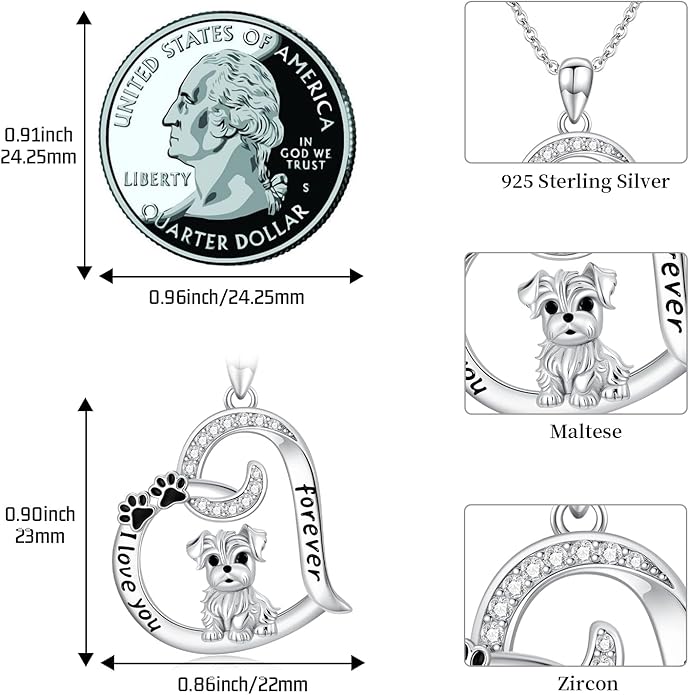 Dog/Paw Print/Infinity Necklace for Women 925 Sterling Silver Heart Dogs Pendant Necklaces Jewelry Christmas Birthday Gifts for Dog Lovers Friends