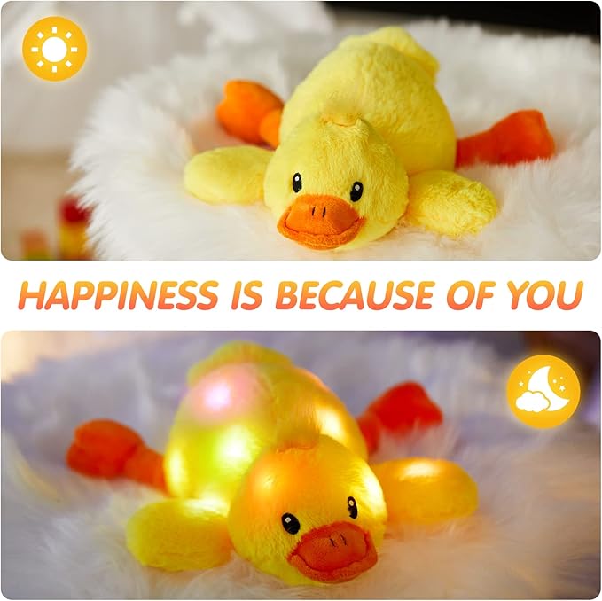 Glow Guards 12'' Light up Yellow Duck Stuffed Animal Soft LED Night Light Glowing Plush Toy Pillow Bed Sofa Birthday Children's Day for Toddler Kids
