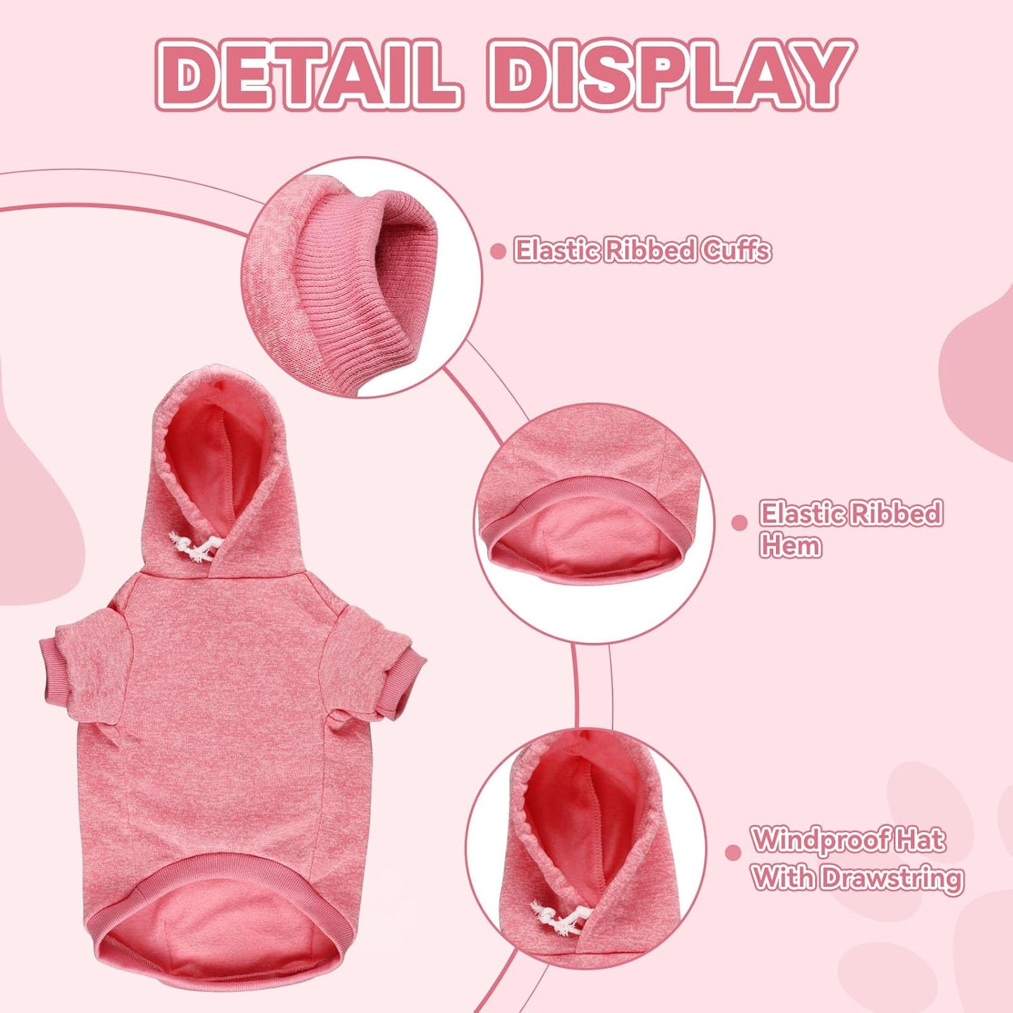 Dog Sweaters for Medium Dogs Dog Hoodie Fleece Sweater Soft Clothes Sweatshirt with Pocket Hoodie for Medium Dogs(Pink&M)