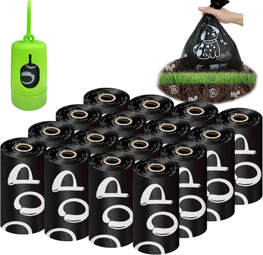 Compostable Dog Poop Bags，240 Count - 100% Leakproof & Biodegradable Dog Bags for Poop，Includes Free Dog Poop Bag Holder & Clip