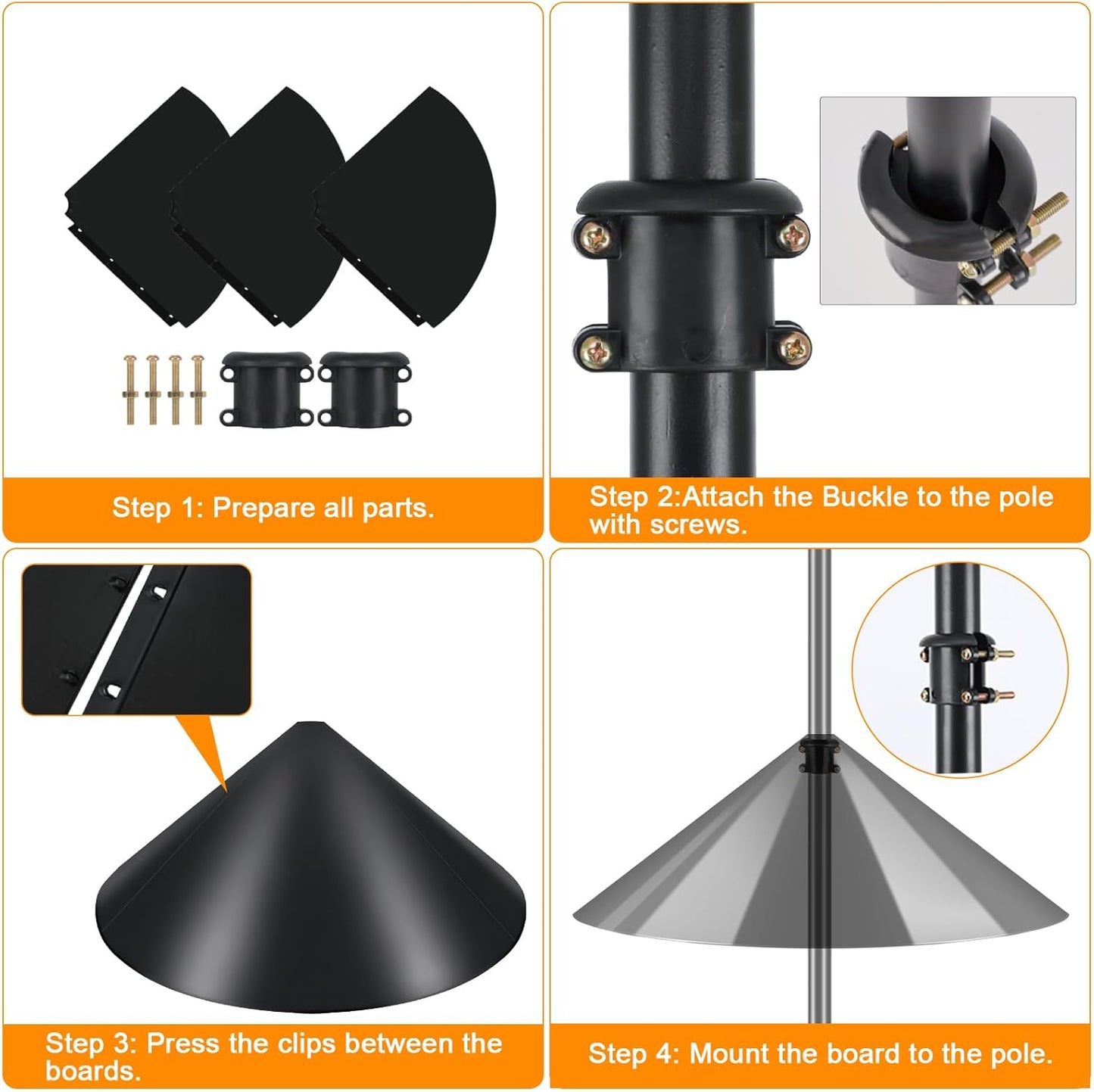 FEED GARDEN 92 Inch Adjustable Shepherd Four Hooks with Squirrel Baffle Heavy Duty Garden Hooks 5-Prong Base Bird Feeder Pole for Hanging Plant Baskets Solar Lights Lanterns