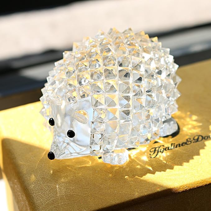 H&D HYALINE & DORA Cut Clear Crystal Hedgehog Animal Figurine Collection Glass Ornament
