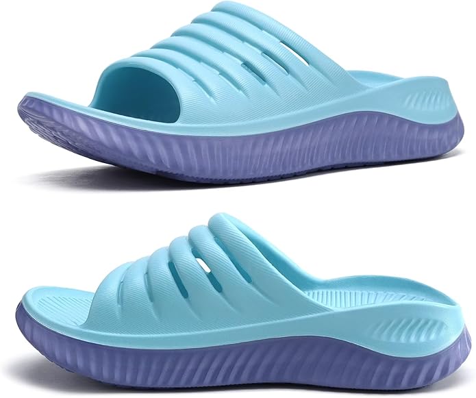 KuaiLu Womens Recovery Sandals With Comfortable Plantar Fasciitis Support,Ladies Orthotic Open Toe Sport Slides Thick Cushion Reduces Stress on Feet,Joints & Back Post-Exercise