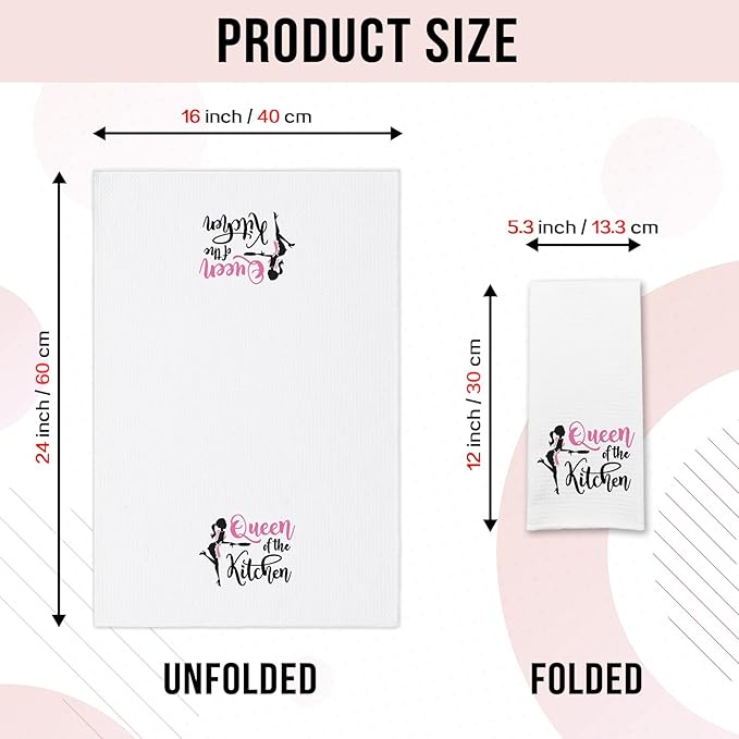 Funny Kitchen Towels Queen of The Kitchen Soft Dishcloth Baking Flour Sack Dish Towels for Decor Great Kitchen Gifts for Hostess Housewife Hilarious Hand Towels for Women Mother Sister