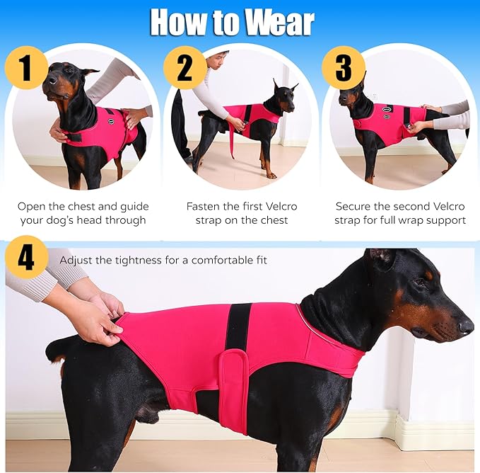 Dog Anxiety Vest - Skin-Friendly Calming Shirt for Thunder, Fireworks, Vet Visits & Separation Anxiety – No Medicine or Training Needed – Suitable for Small, Medium, and Large Dogs