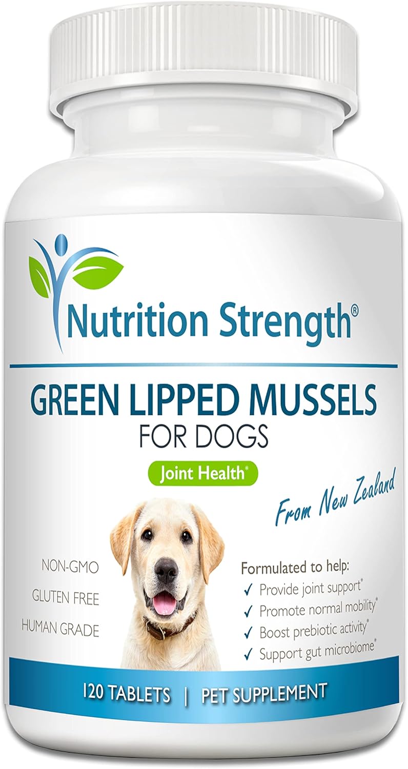 Green Lipped Mussels for Dogs for Joint Support & Inflammatory Relief, Promote Normal Mobility & Flexibility, Boost Prebiotic Activity, Support Gut Microbiome, 120 Chewable Tablets