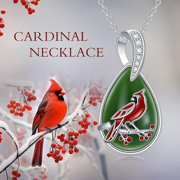 Green Jade Necklace Sterling Silver Teardrop Hummingbird/Dragonfly/Butterfly/Bee/Cat/Cardinal/Owl/Fox/Sloth Natural Jade Jewelry Birthday Mothers Day Christmas Gifts Women Mom Her