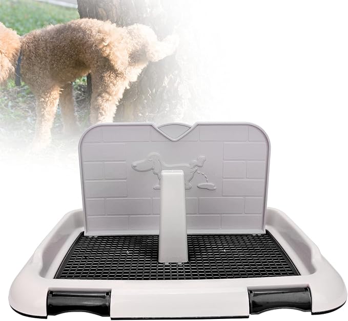 Indoor Dog Potty Tray - Miniature Poodle Pad Holder, Anti-Slide Plastic Potty for Small & Medium Dogs (Black)