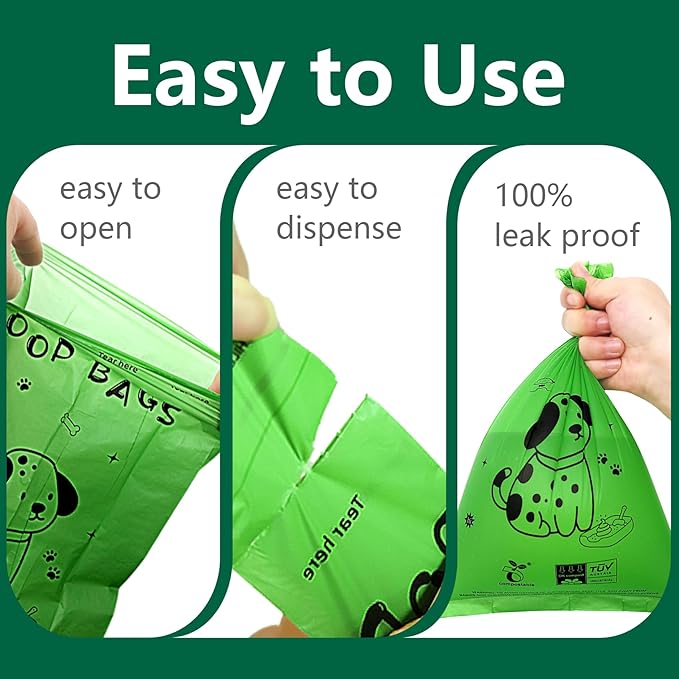 450 Count Lavender Scented Compostable Dog Poop Bags with Dispenser, Extra Thick Heavy Duty Poop Bags, ASTM D6400 & EN 13432 Certified, Biodegradable Dog Waste Bags for Large Dogs & Cat Litter