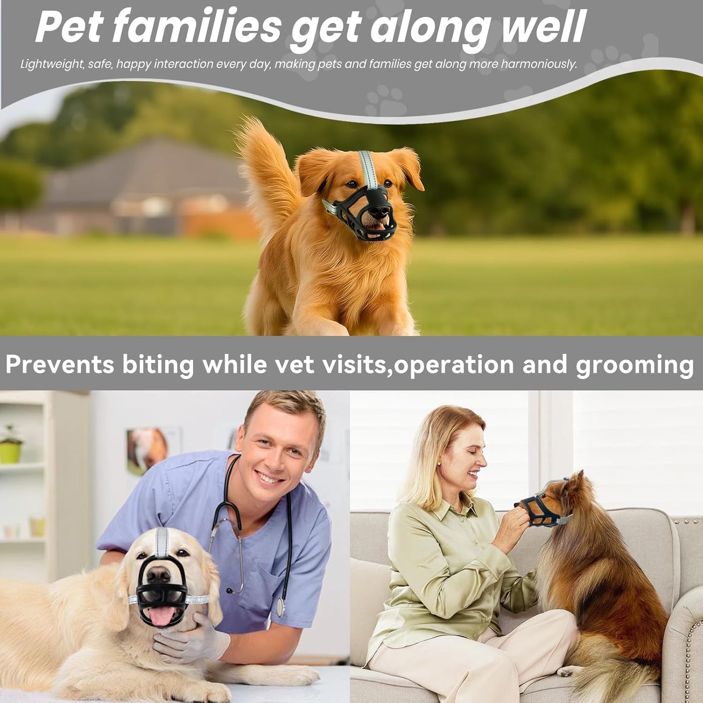 Dog Muzzle, Basket Muzzle for Small Medium Large Dogs, Anti-Biting and Chewing, Lightweight & Sturdy Cage Design, Allows Panting & Drinking, Ideal for Grooming & Training(Black Size XL)