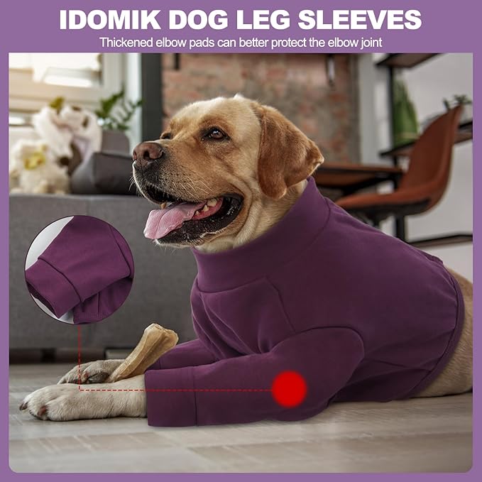IDOMIK Dog Recovery Suit, Dog Surgery Recovery Suit Front Legs, Comfy Joint Leg Sleeves After Surgery, Elbow Braces Protector for Leg Injuries & Joint Pain, Cone Collar Alternatives,Purple,3XL