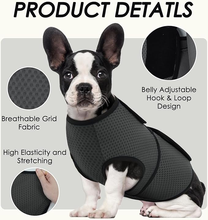 BRKURLEG Dog Anxiety Shirt, Adjustable Calming Vest Jacket for Small Medium Large Dogs,Dog Anti-Anxiety Coat for Thunderstorms, Fireworks, Training & Separation Relief, Darkgrey, XXL