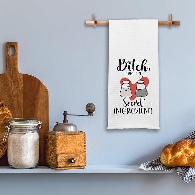 Funny Kitchen Towels with Sayings Bixxh I am The Secret Ingredient Soft Dishcloths Adult Humor Dish Towels for Kitchen Decor Hilarious Kitchen Gifts for Housewife Hostess Sister Chef Friend