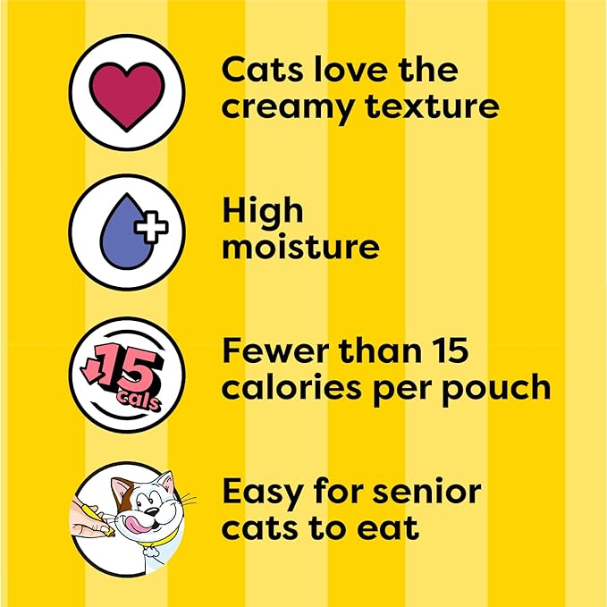 Temptations Creamy Puree Squeezable Lickable Cat Treats, Wet Cat Treats with Beef, Salmon, Chicken, and Tuna Variety Pack, 0.42 oz. Tubes, 48 Count