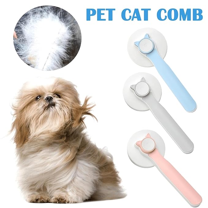 Cat Grooming Brush Slicker Brush for Pet Self Cleaning Hair Removal with Stainless Steel Needles Shedding & De-Matting Tool Hair Remover for Pet Dogs Cats (Pink)