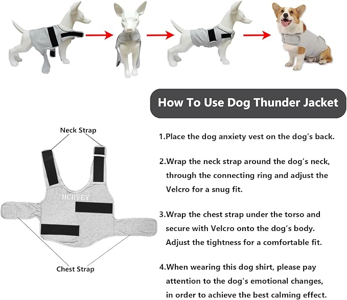 Dog Anxiety Jacket, Skin-Friendly Calming Shirt for Dogs- Dog Coat for Thunder, Fireworks and Separation - Keep Pet Calm Without Medicine & Training, Anti Anxiety Vest for Dogs (Light Grey, XL)