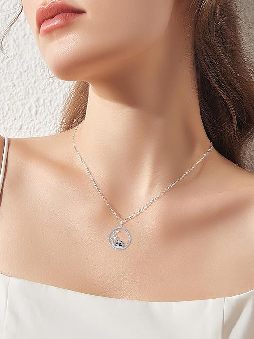 Dorunmo Animal Necklace 925 Sterling Silver Owl/Sloth/Axolotl/Dolphin Necklace Celtic Knot Pendant Birthday Anniversary Animal Jewelry for Women Friends Animals Lover