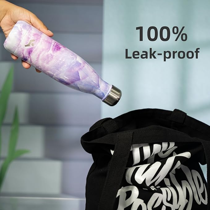 Insulated Water Bottles,12 oz Double Wall Stainless Steel Vacumm Metal Flask for Sports Travel,Marble Dawn