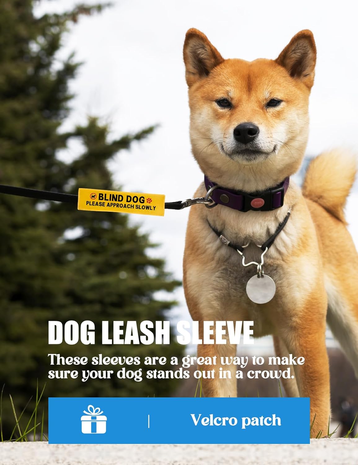 Blind Dog Please Approach Slowly Leash Sleeve, Funny Yellow Alert Hanging ID Patch Tag, Do Not Pet Velcro Patch, Pet Birthday Gifts for Dog Lovers Owner