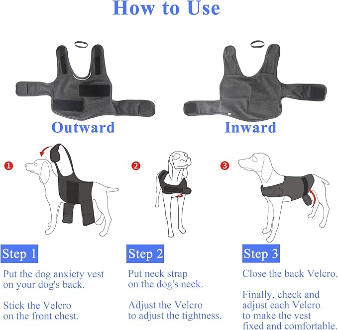 Dog Anxiety Shirt, Jacket Stress Relief Coat, Adjustable Vest for Fireworks, Thunderstorm, Calming Vest Wrap Clothing for Dogs (M)