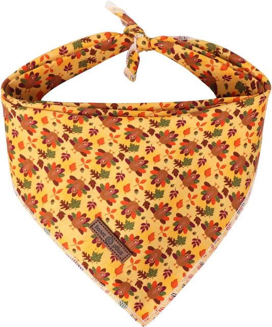 Lionet Paws Thanksgiving Dog Bandana Washable Cotton Handkerchief Scarf Triangle Turkey Bandana for Small Medium Large Dogs Girl Boy Gift