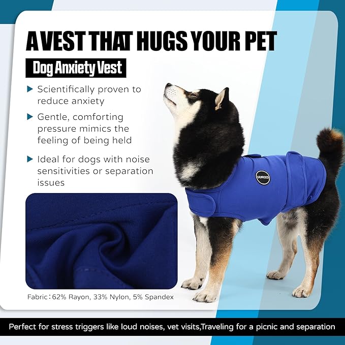 Dog Anxiety Vest Comfort Relief Coat, Dog Anxiety Calming Vest Wrap for Thunderstorm, Travel, Fireworks, Vet Visits, Separation Anxiety Relief for Dogs