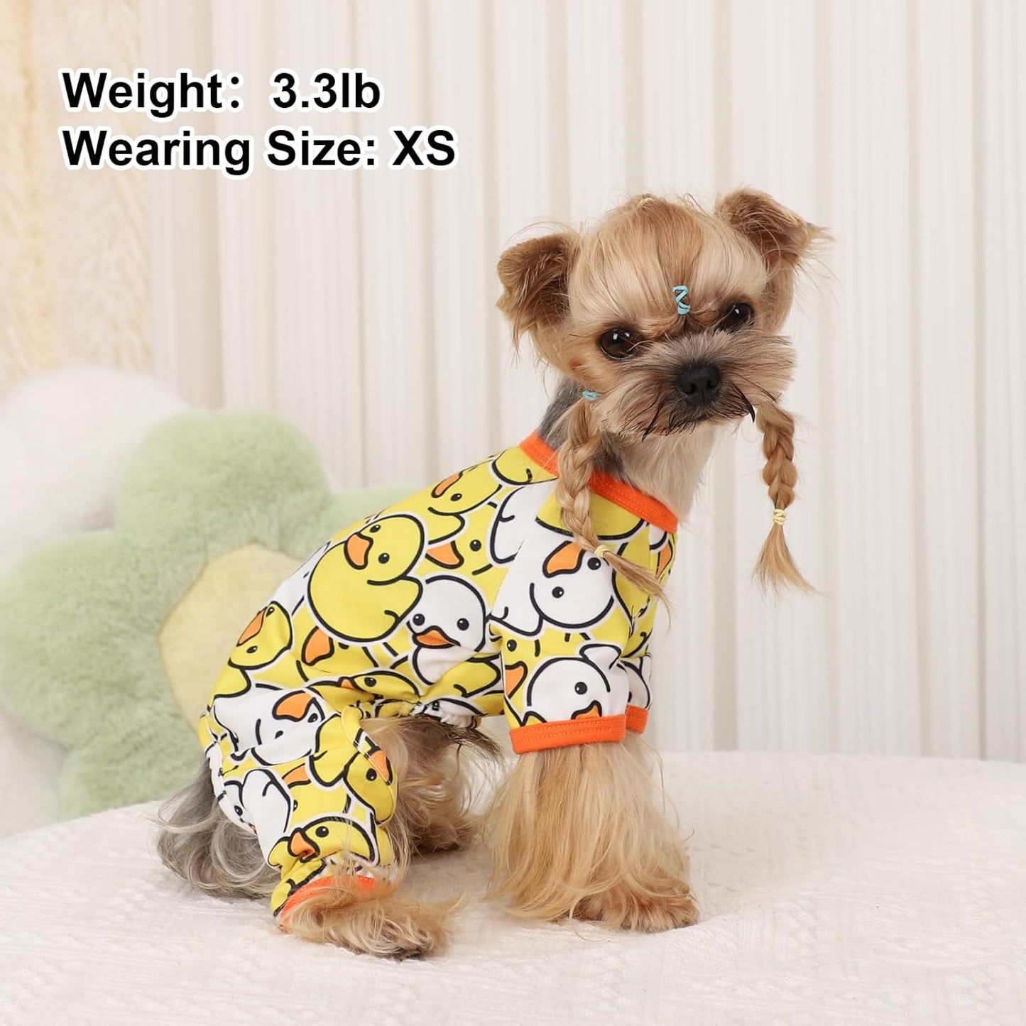 Dog Pajamas Pjs Spring Summer Dog Clothes for Small Dogs Girl - Boy - Small Size Dogs, Soft Stretchy Puppy Clothes Doggie Onesies Cat Pet Jammies Outfit (Duck Yellow, Medium)