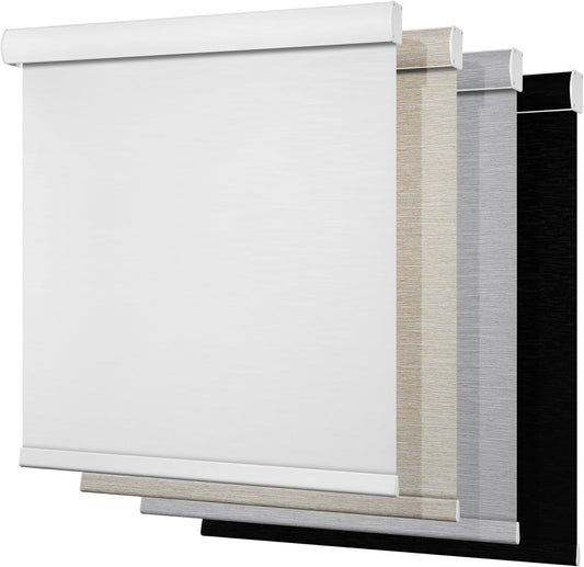 Boolegon Blackout Roller Shades for Windows,Cordless,Roller Blinds for Windows,Thermal Insulated Fabric UV Protection,Window Blinds Shades for Home,Office,Bedroom,Door,Blackout-Pure White,Custom Now