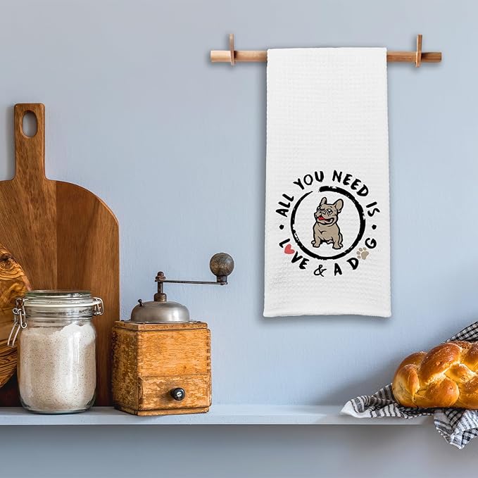 Funny Kitchen Towels with Sayings All You Need is Love and A Dog Dish Towels Dog Mom Decorative Dishcloths Sweet Housewarming Gifts Cute Kitchen Gifts for Dog Lover Women Hostess Friend