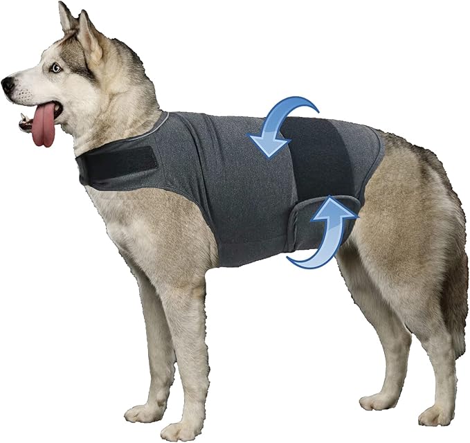 Dog Anxiety Jacket, Skin-Friendly Calming Shirt for Dogs - Dog Vest for Thunder, Fireworks and Separation - Keep Pet Calm Without Medicine & Training, Anti Anxiety Coat for Dogs (Dark Grey, XS)