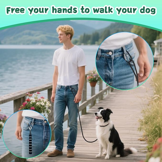 Retractable Flirt Pole for Dogs with Tug Toy Ropes, Lightweight Interactive Pet Training Pole for Small to Medium Dogs (Black)