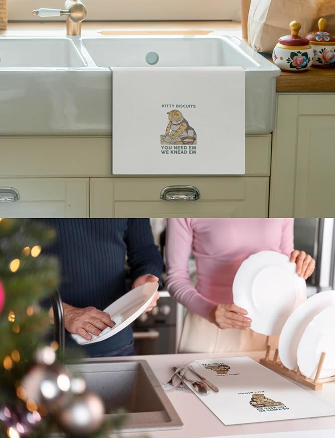 Funny Cat Kitchen Towels - Cat Lady Gifts, 16x24 Inch