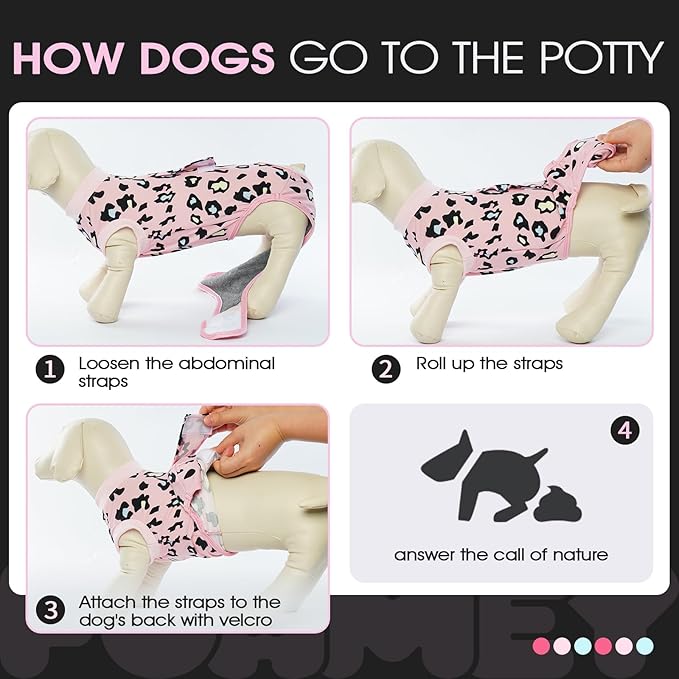 FUAMEY Recovery Suit for Dogs After Surgery,Soft Breathable Dog Bodysuit E-Collar & Cone Alternative Surgical Suit,Male Female Dog Neuter Spay Suits Anti Licking Wounds Onesie Pink Leopard M